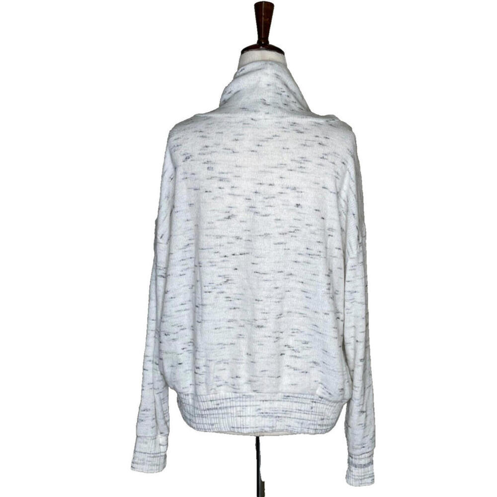 Anthropologie Cowl Neck Long Sleeve Ivory Gray Marled Pullover Sweater Womens M - Picture 5 of 9